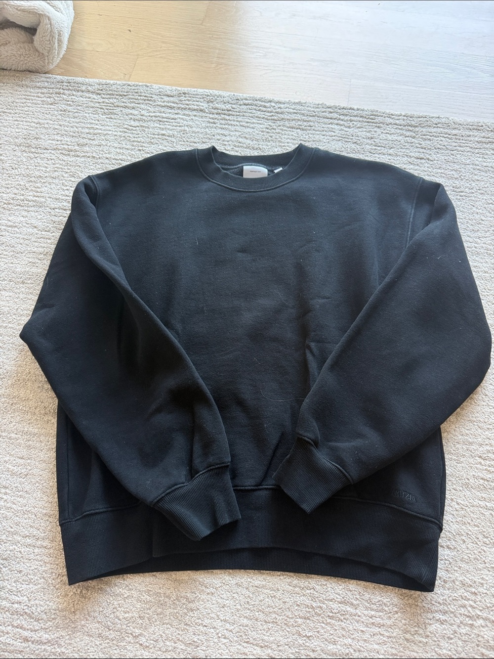 Aritzia Men's Black Crewneck Sweatshirt - Minimal Pullover